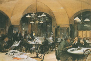 ラインハルト・フェルケル《カフェ・グリーンシュタイドルにて》1896年